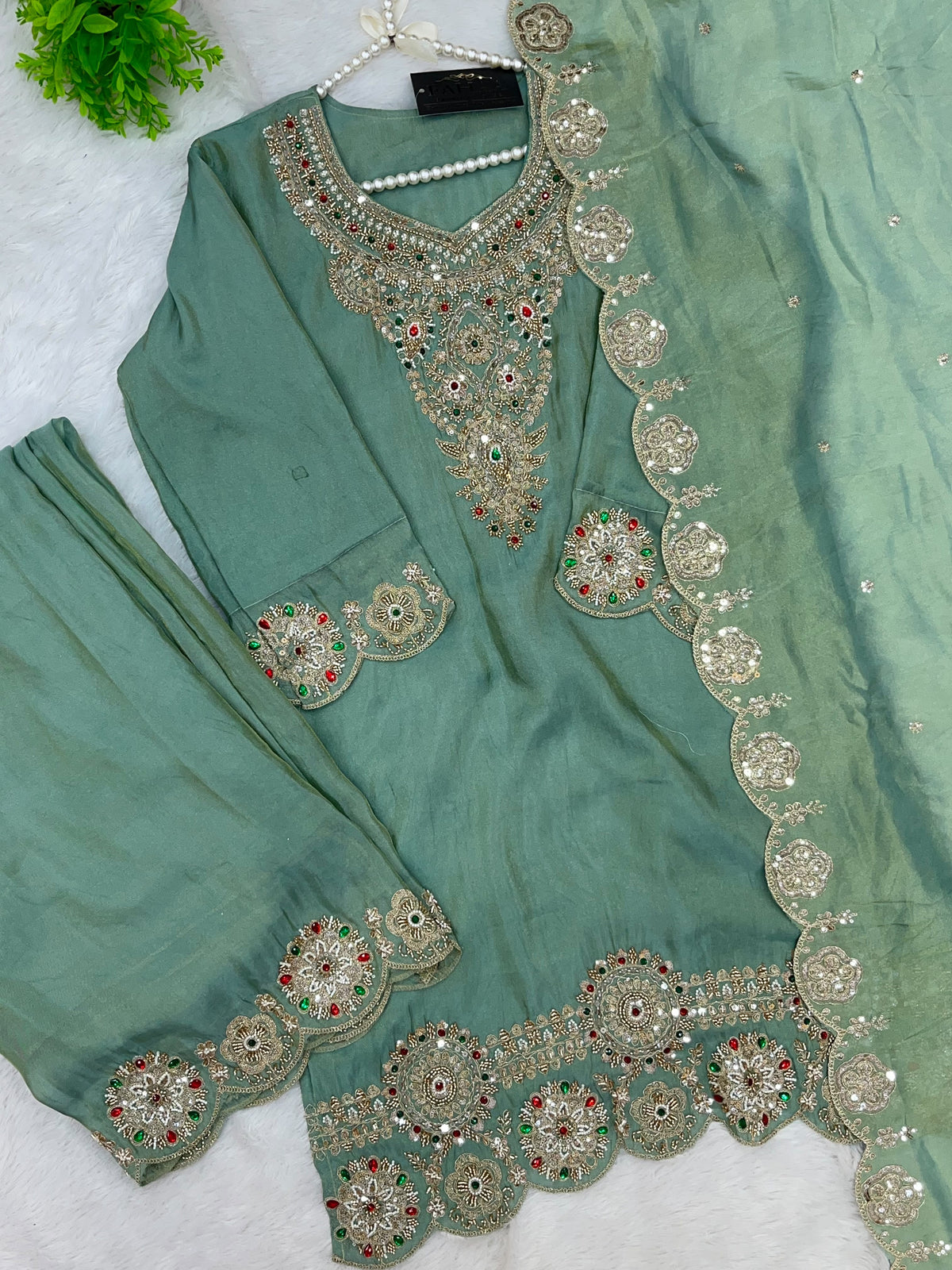 1476 Pakistani Party Wear - Mint Green