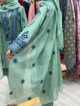 067 Embroidered Rayon Suit - green