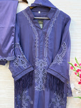 238 Elegant Embroidered 3pc Suit - purple