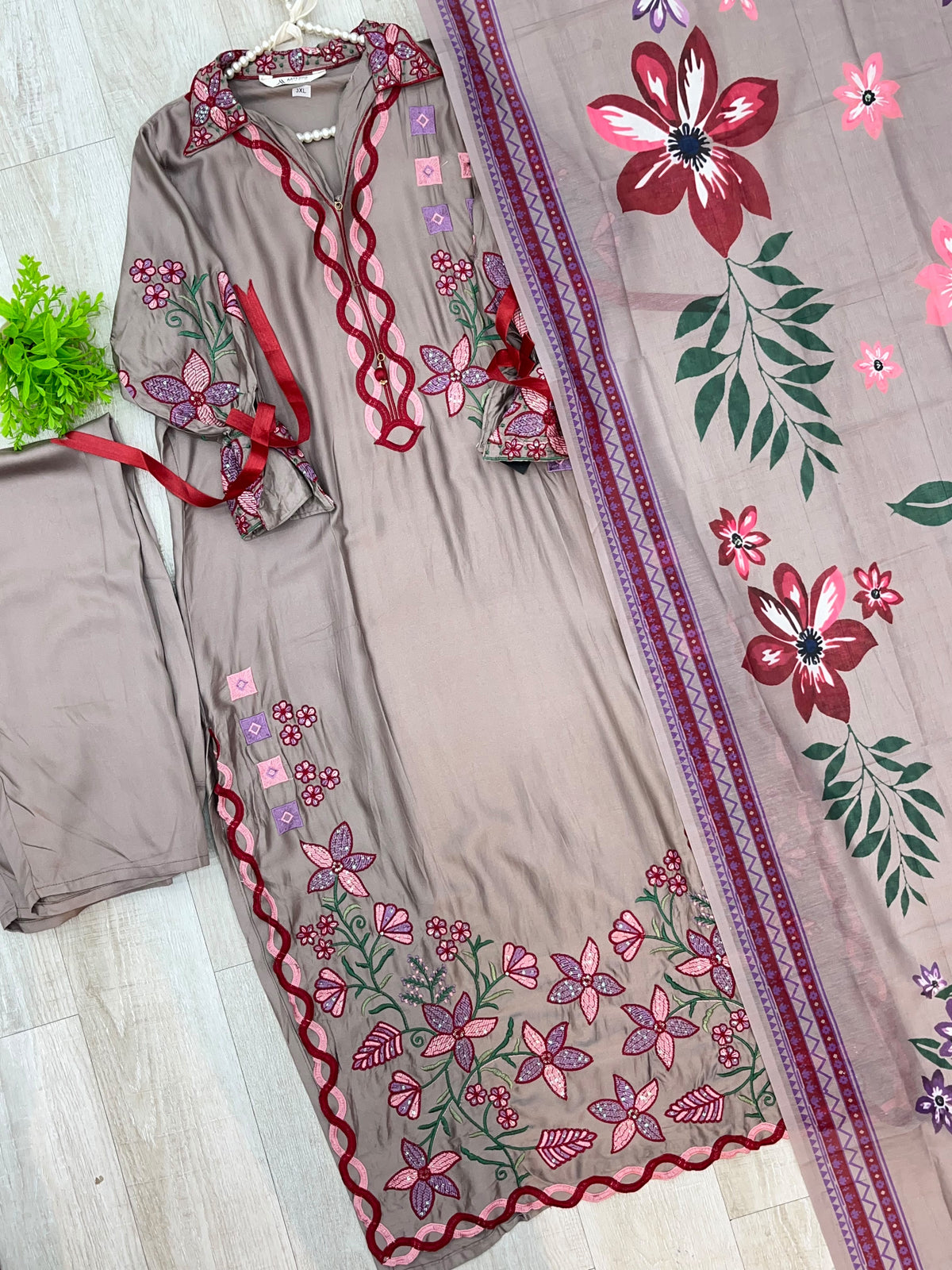 1526 Pakistani Heavy Lawn - Nude Brown