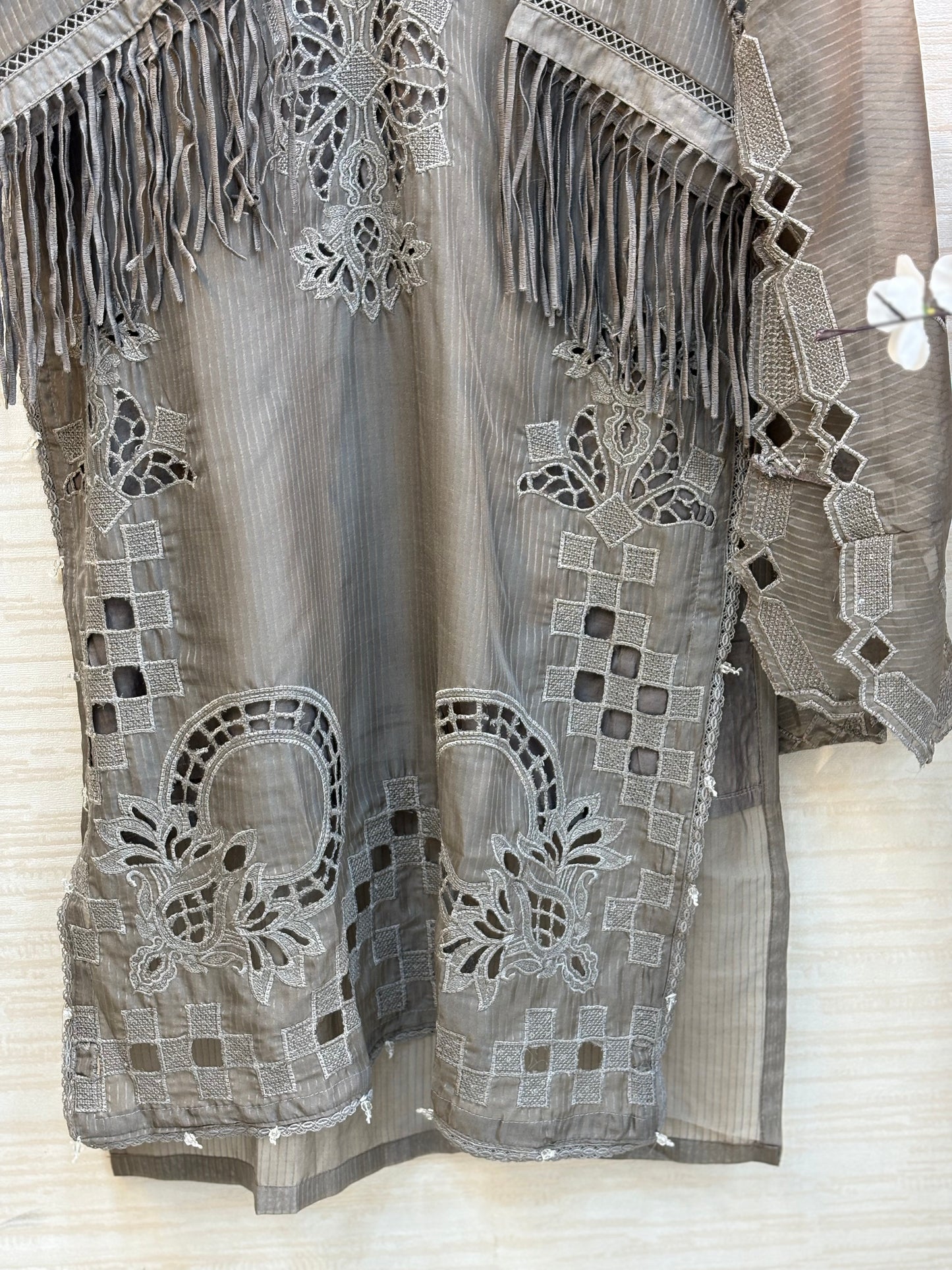 238 Elegant Embroidered 3pc Suit - grey