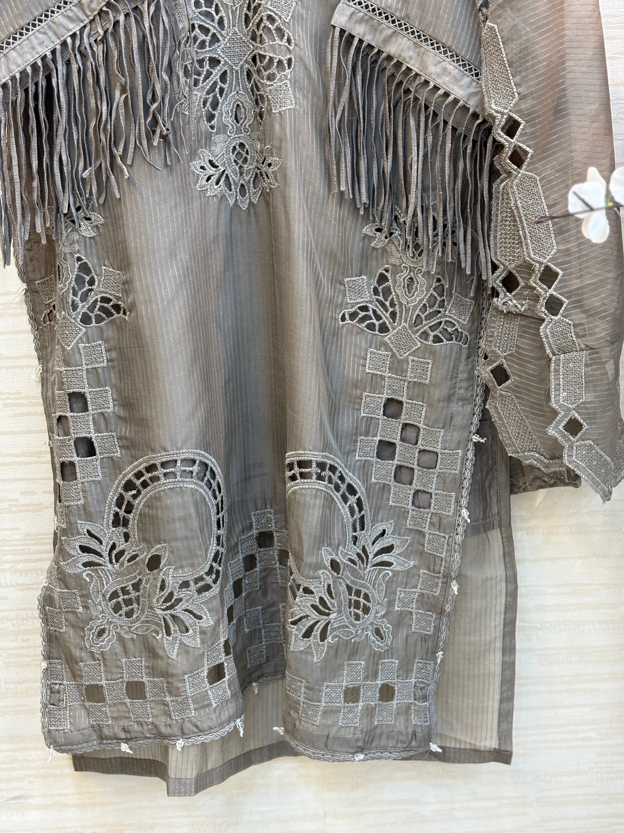 238 Elegant Embroidered 3pc Suit - grey