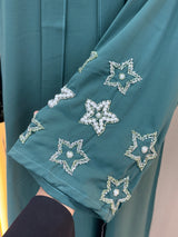 052 Green straight Abaya