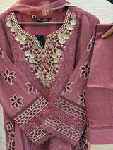 208 Cutwork Partywear suit - pink