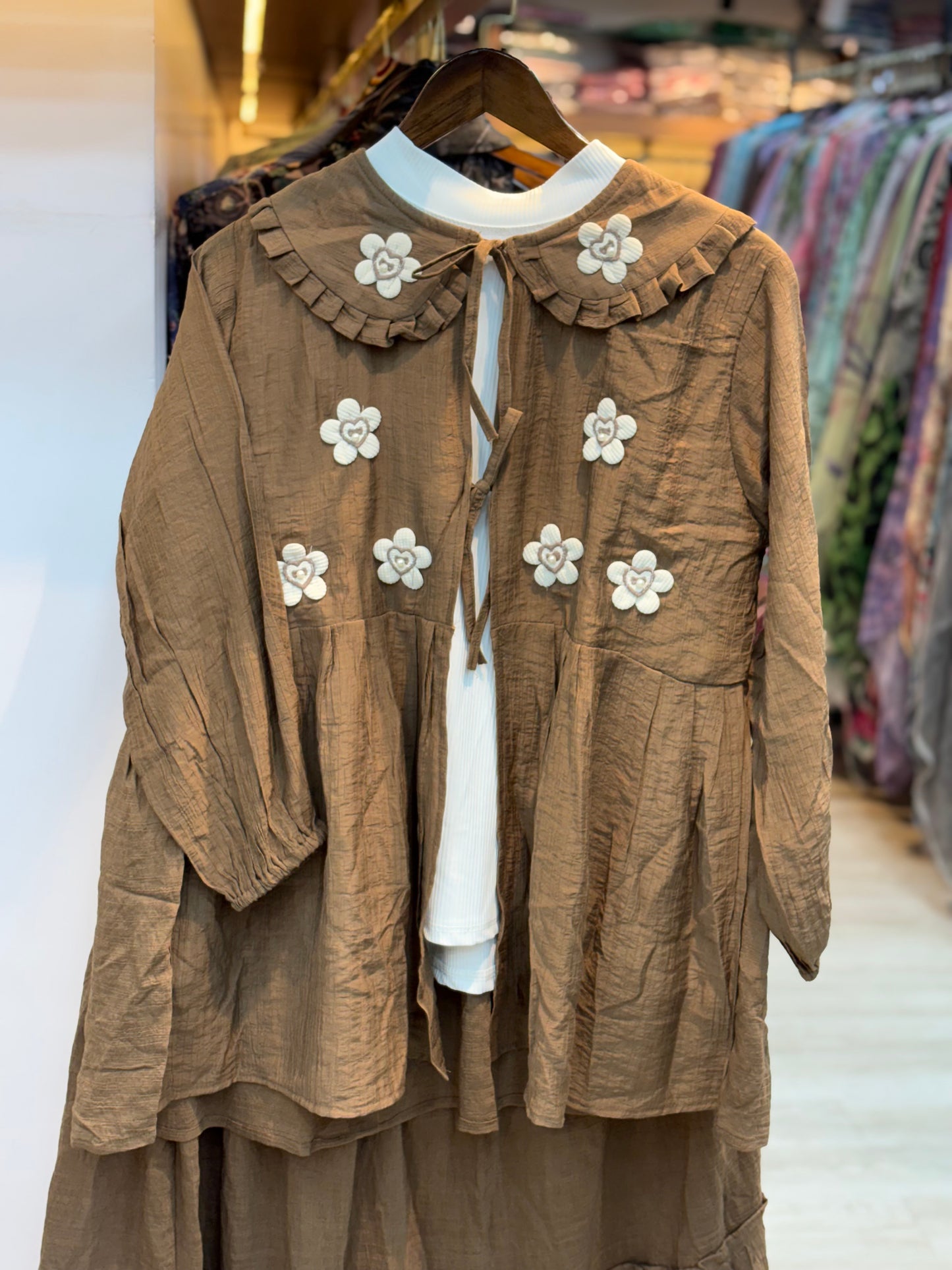 068 korean 3pc skirt cord set parrot green