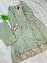 1527 Pakistani Anarkali Gown - Mint Green