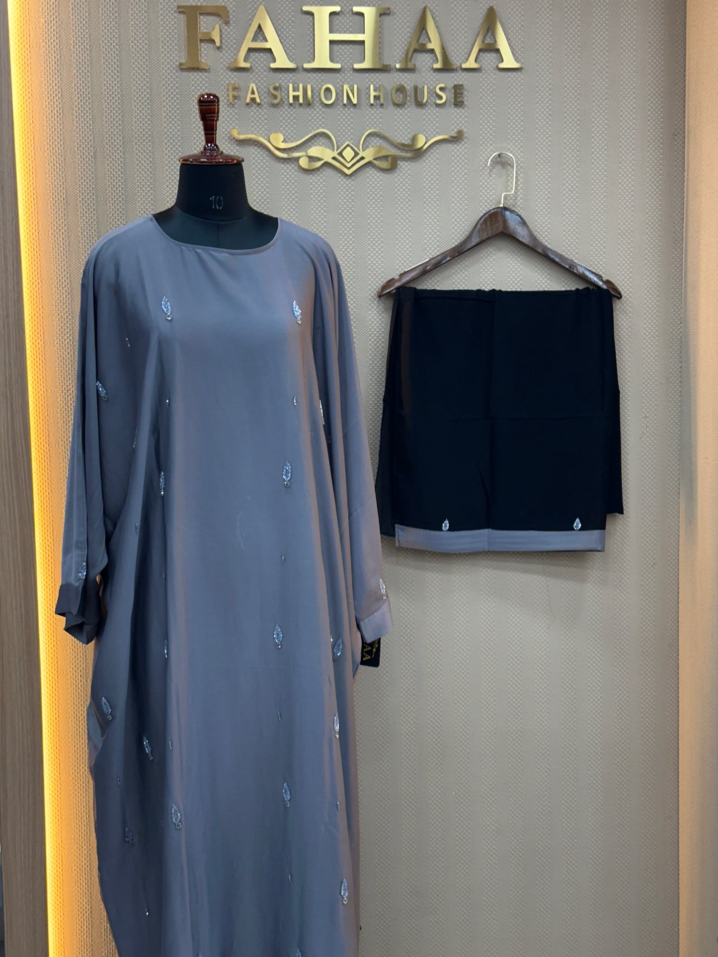 044 Premium dark Grey Abaya