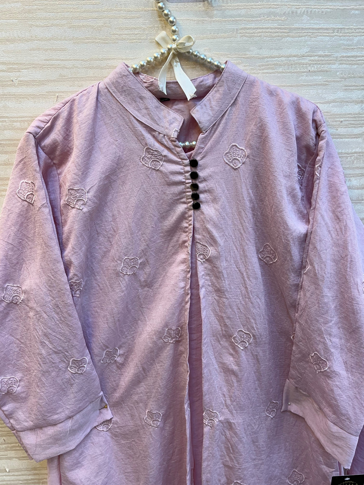 1465 Korean Floral Coordset - Baby Pink