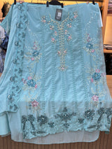 1483 Pakistani Unstitched Party Wear - Sky Blue