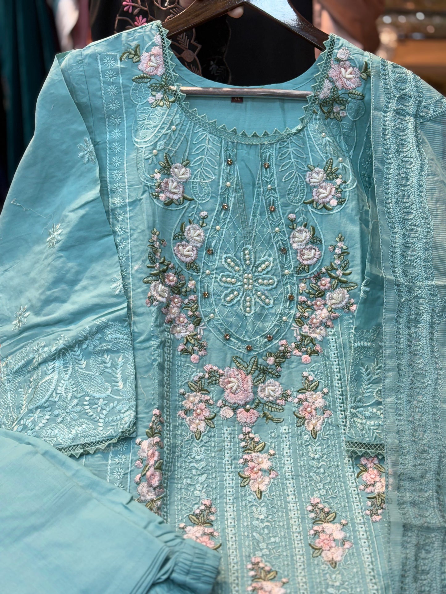 239 lawn cotton suit - turkish blue