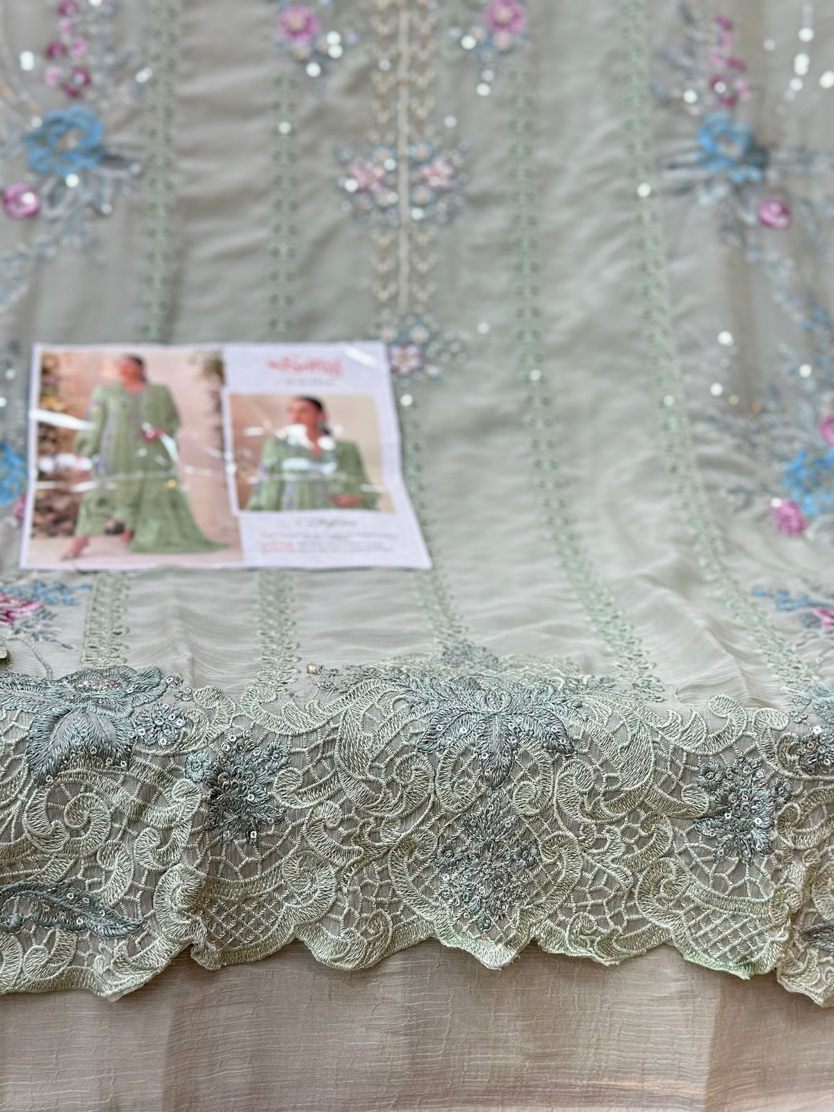 1483 Pakistani Unstitched Party Wear - Pista Green