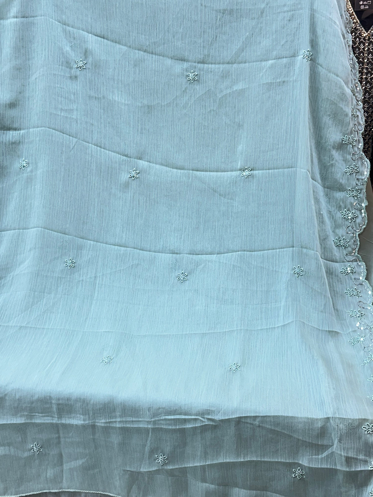 1483 Pakistani Unstitched Party Wear - Pista Green