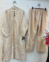 1465 Korean Floral Coordset - Beige