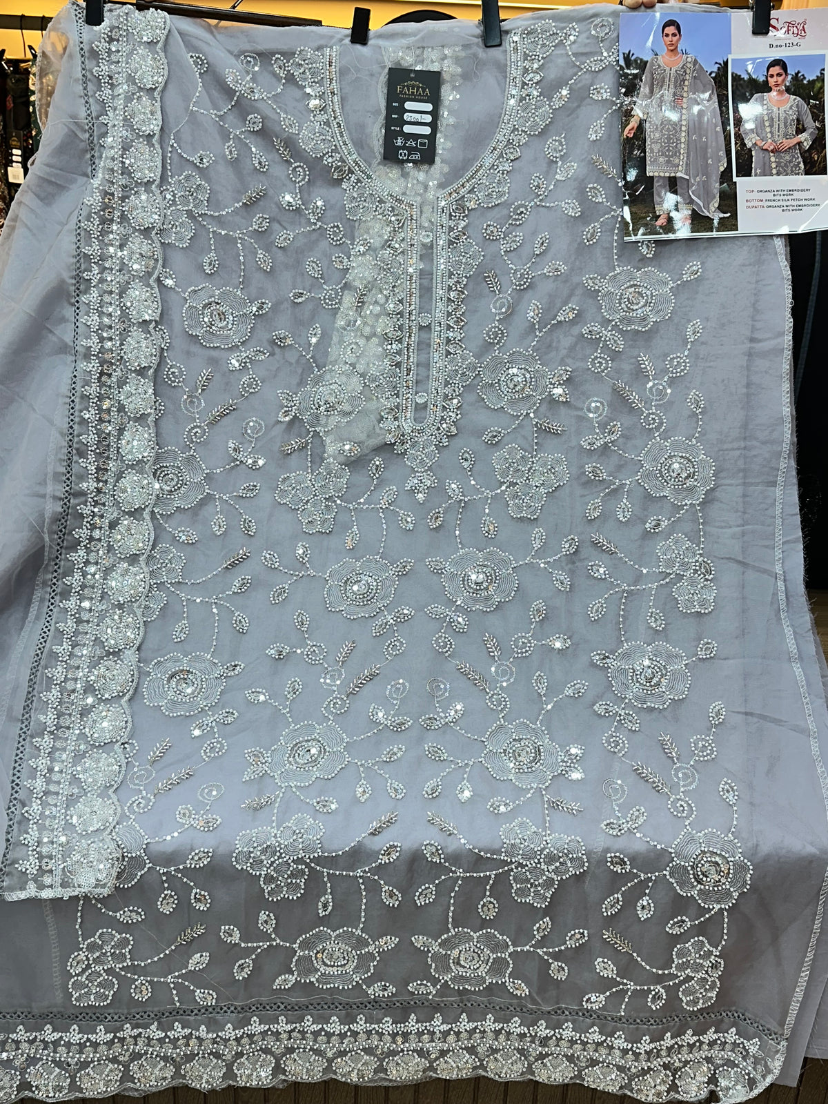 1469 Pakistani Unstitched Party Wear - Ice Grey