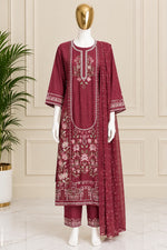 1371 Pakistani Embroidered Coordset - Red