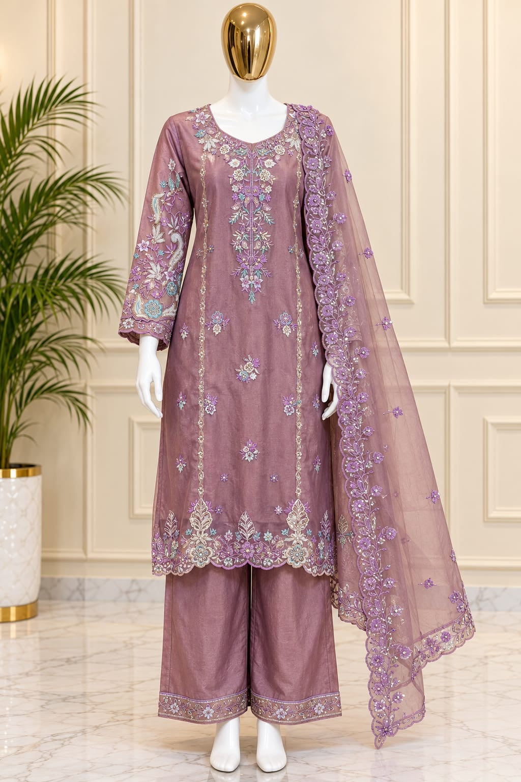 1477 Pakistani Party Wear - Mauve