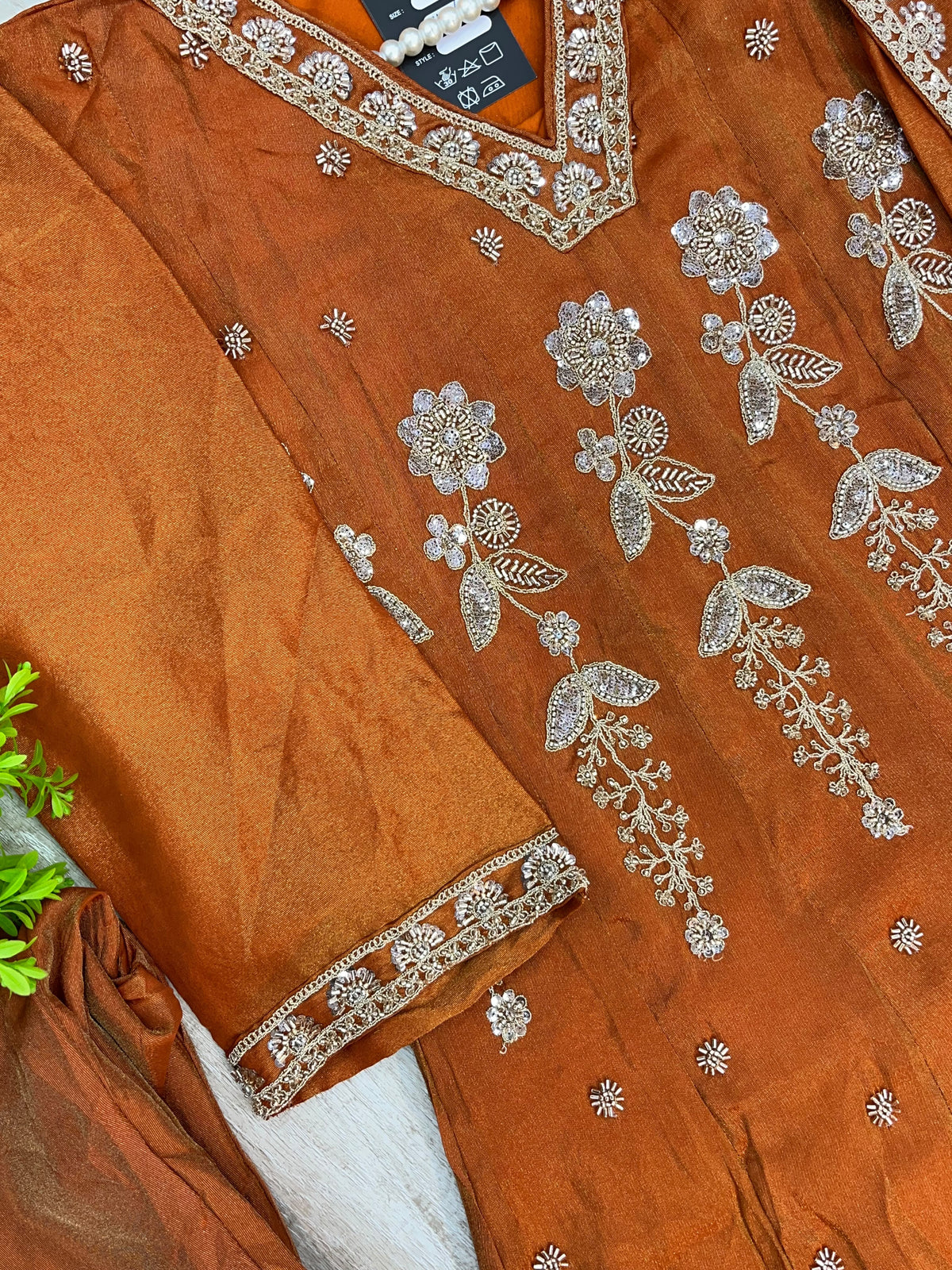 1525 Pakistani Heavy Partywear - Rusty Orange