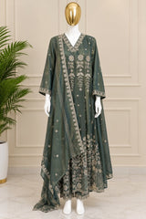 1525 Pakistani Heavy Partywear - Mehendi Green