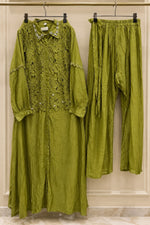 1495 Korean Crochet Coordset - Mehndi Green