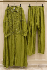 1495 Korean Crochet Coordset - Mehndi Green