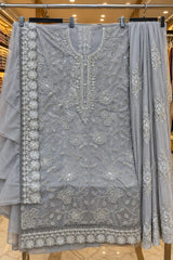 1469 Pakistani Unstitched Party Wear - Ice Grey