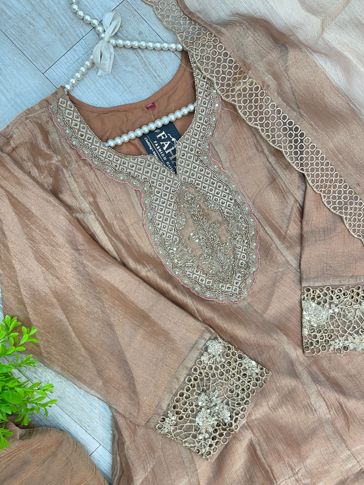 1527 Pakistani Anarkali Gown - Cinnamon Brown