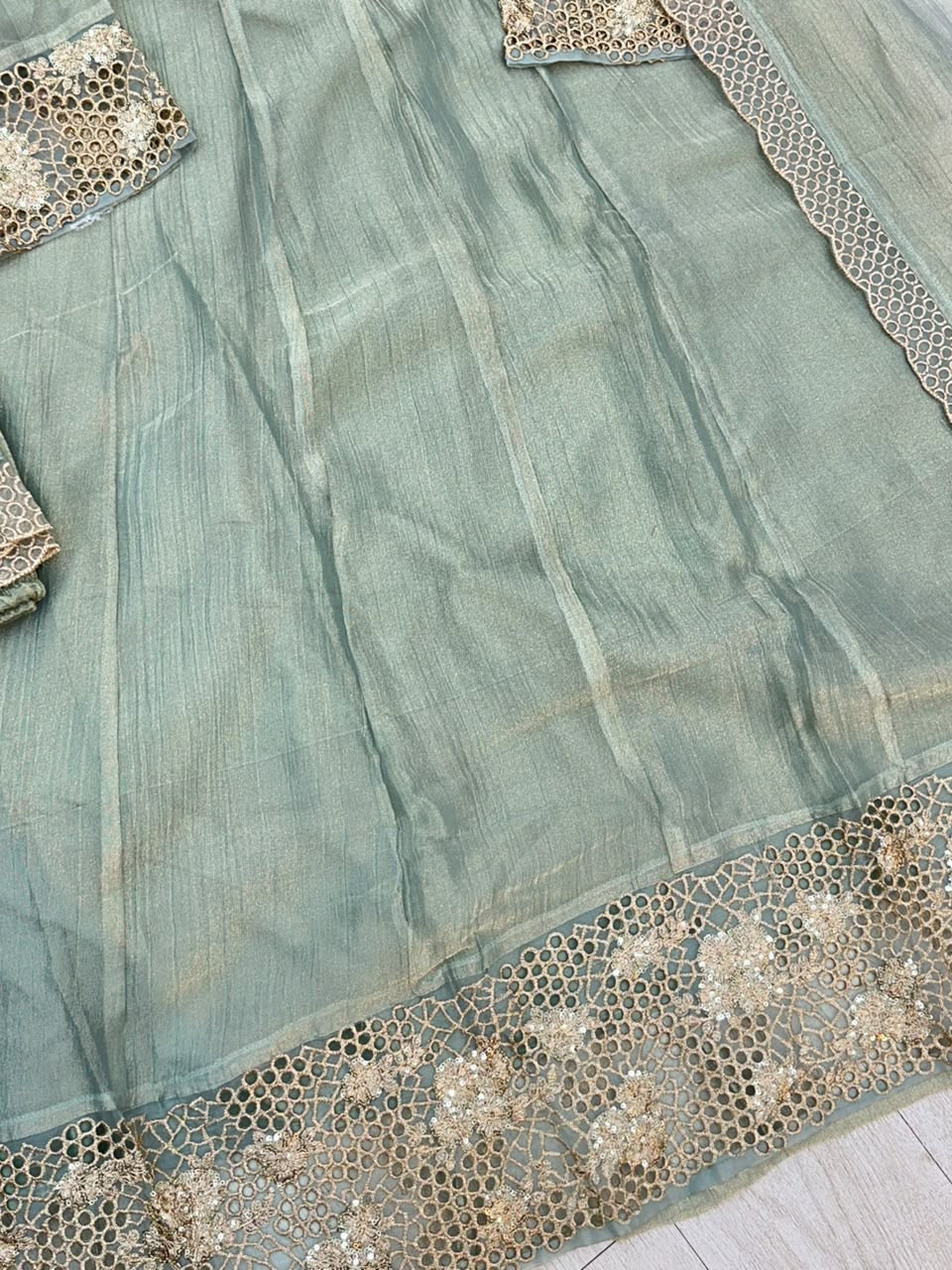 1527 Pakistani Anarkali Gown - Mint Green