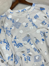 1454 Korean Printed Night Wear - Cream