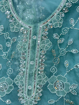 1469 Pakistani Unstitched Party Wear - Aqua Blue