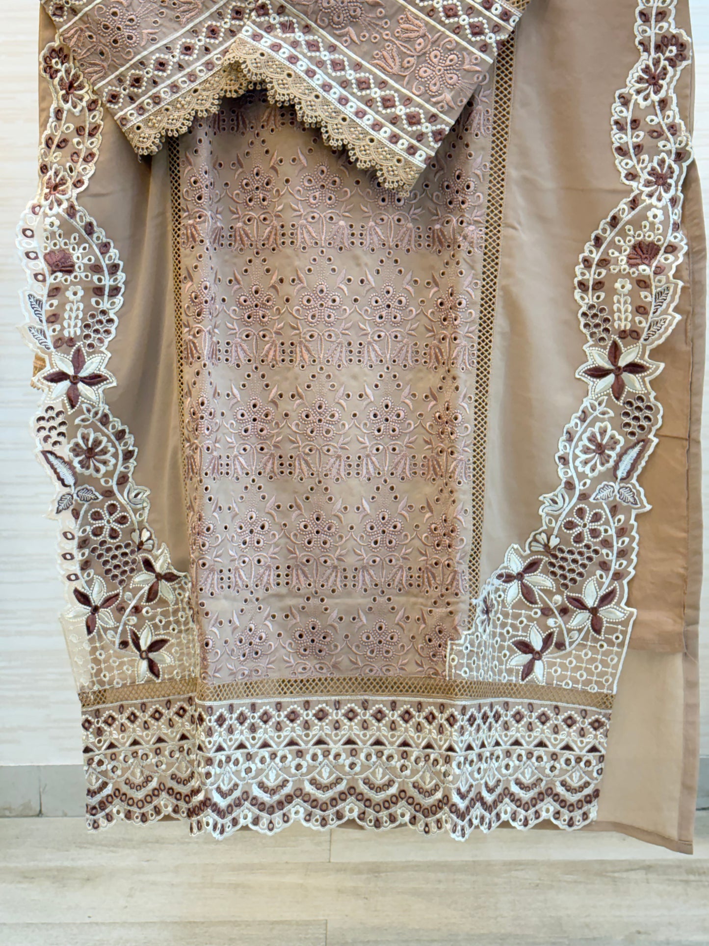 208 Cutwork Partywear suit - beige