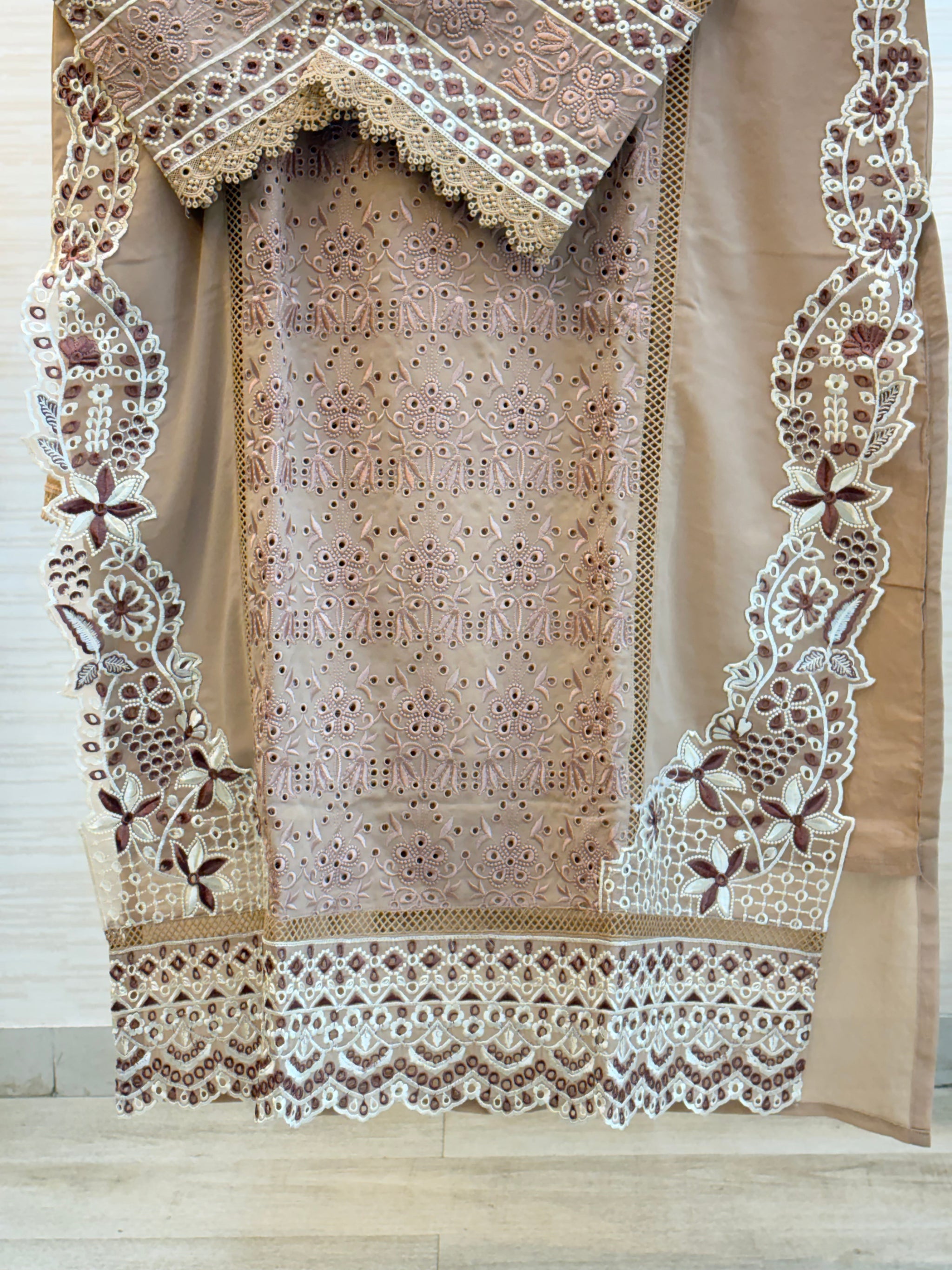 208 Cutwork Partywear suit - beige