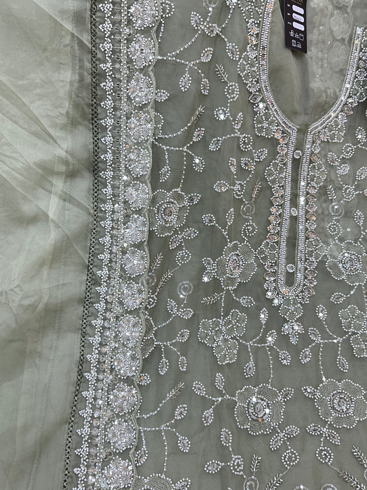 1469 Pakistani Unstitched Party Wear - Mint Green
