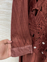 1495 Korean Crochet Coordset - Rust Brown