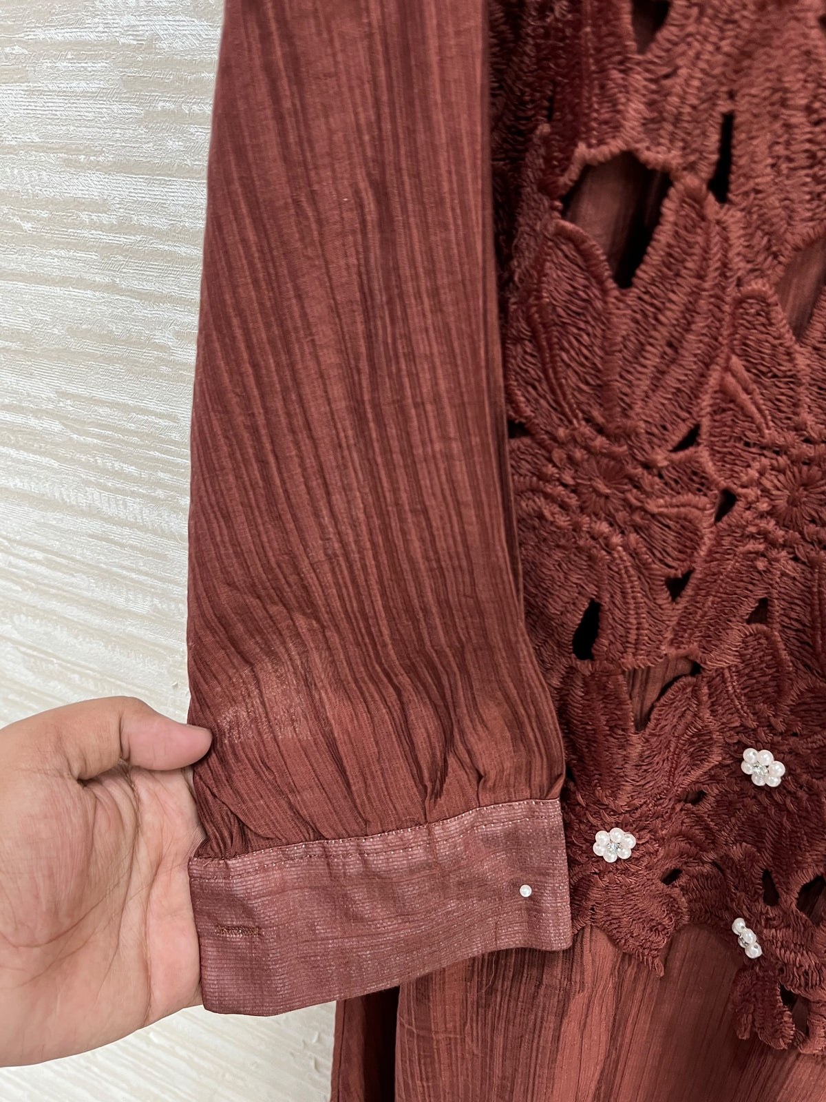 1495 Korean Crochet Coordset - Rust Brown