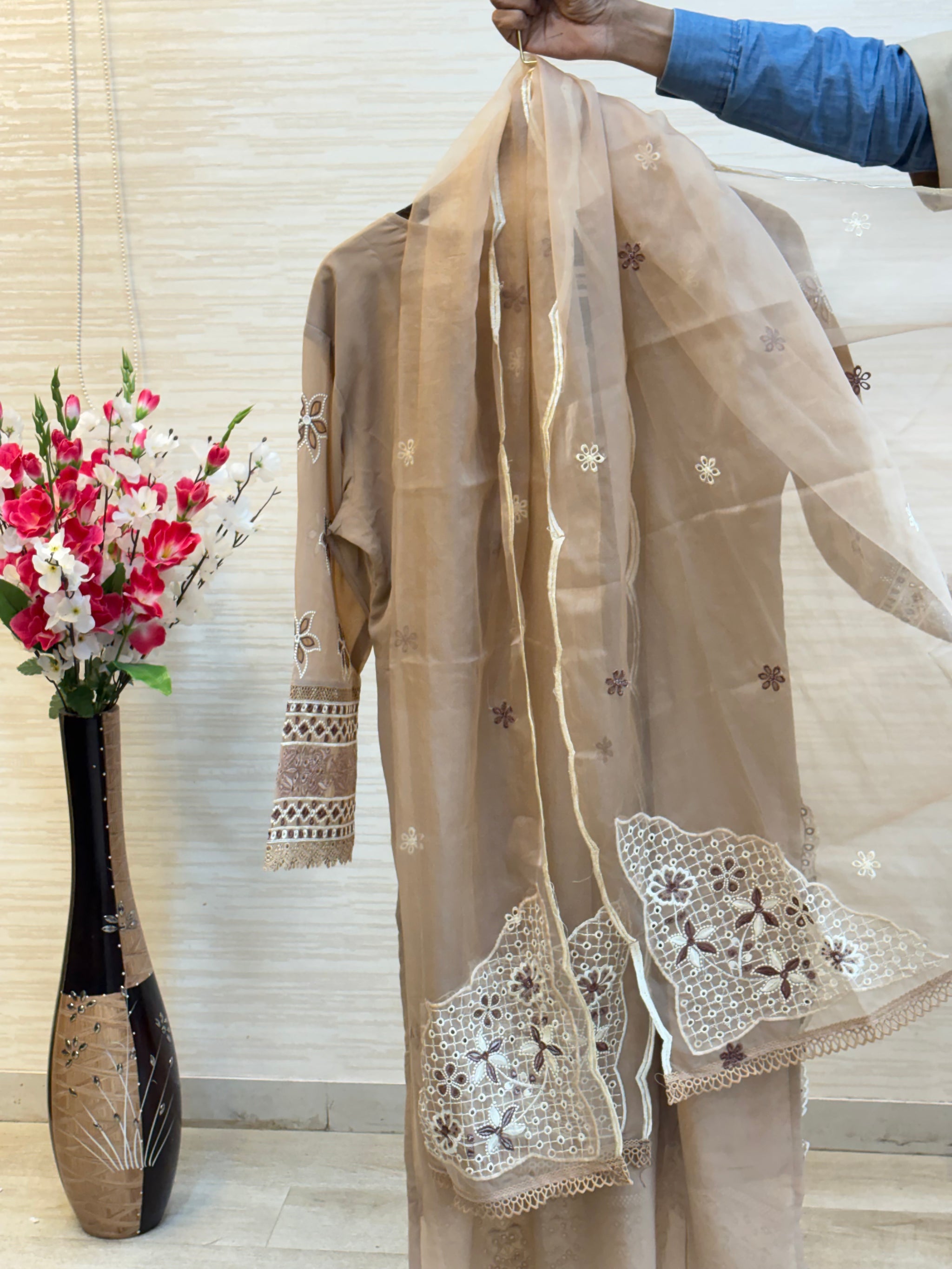208 Cutwork Partywear suit - beige
