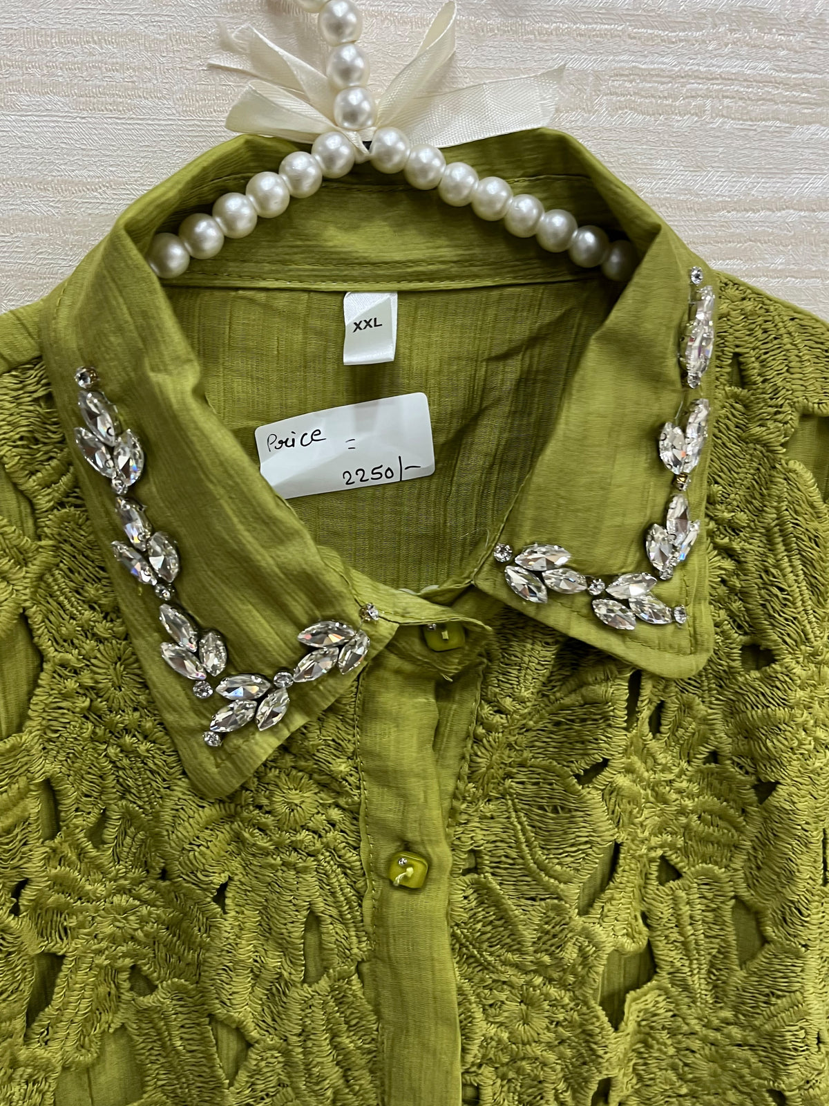 1495 Korean Crochet Coordset - Mehndi Green