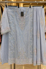 1524 Pakistani Unstitched Partywear - Sky Blue