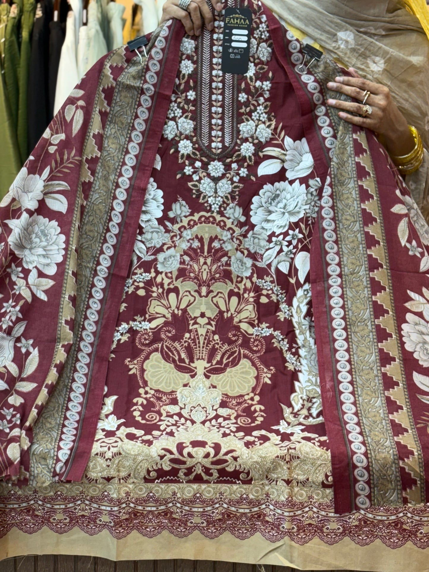 062 Unstitched 3Pc embroidered Suit Set