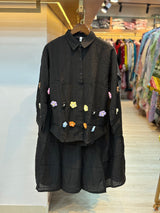 069 korean 2pc skirt cord set black