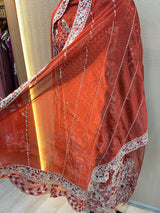 1467 Pakistani Unstitched Party Wear - Terracotta