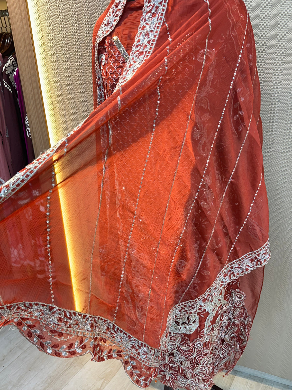 1467 Pakistani Unstitched Party Wear - Terracotta
