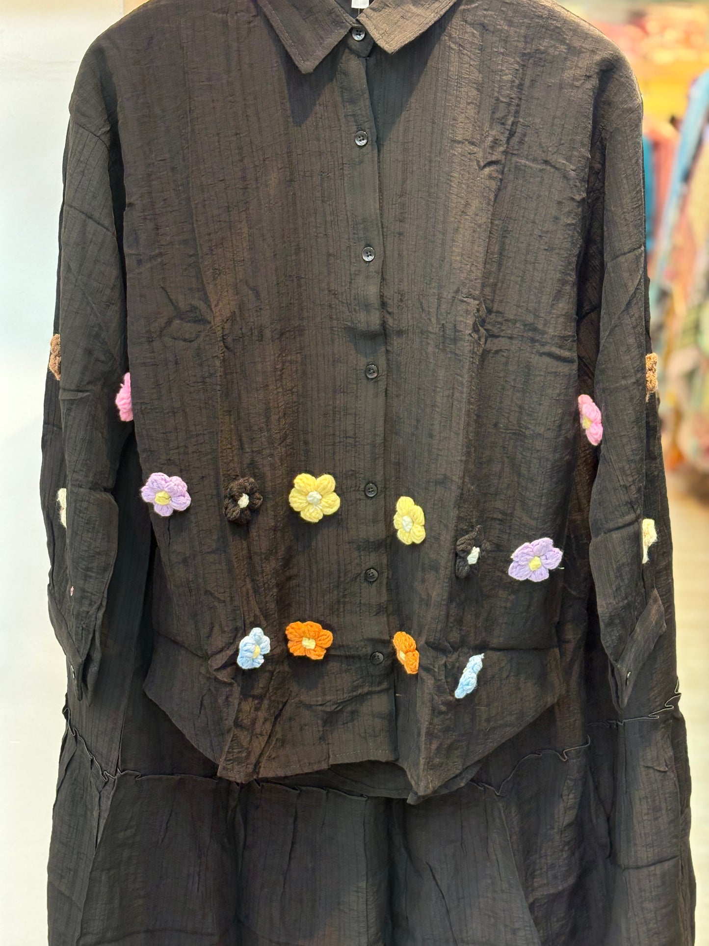 069 korean 2pc skirt cord set black