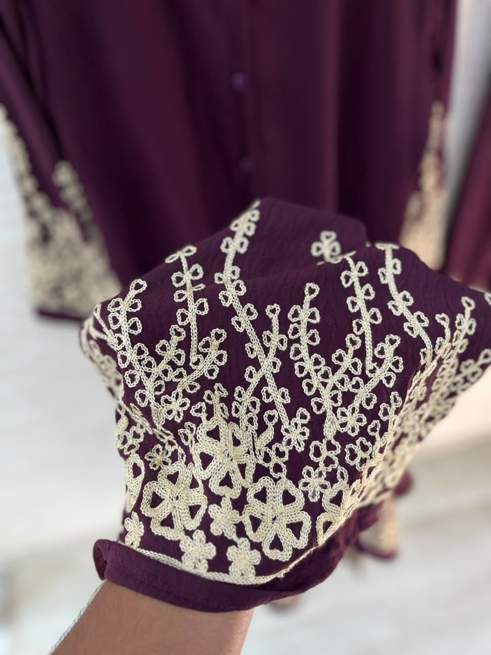 1098 Korean Embroidered Coord Set - Burgundy