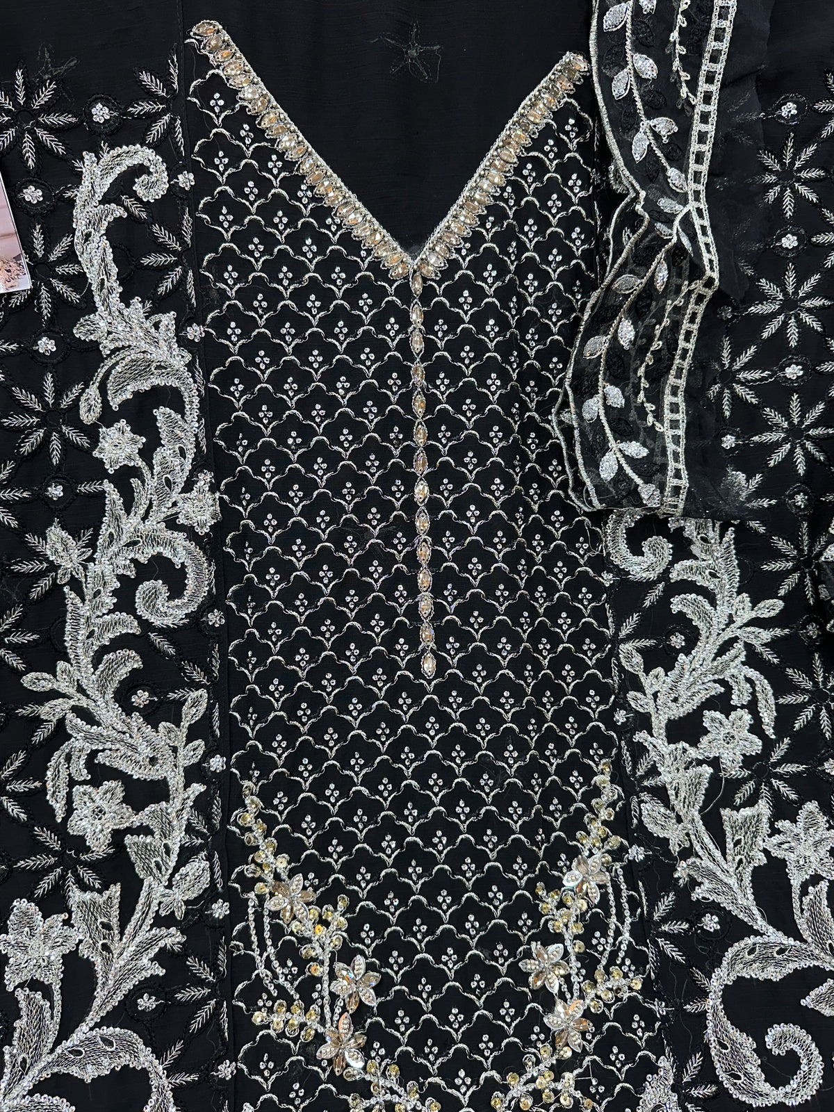 1467 Pakistani Unstitched Party Wear - Black