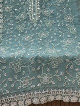 1469 Pakistani Unstitched Party Wear - Aqua Blue