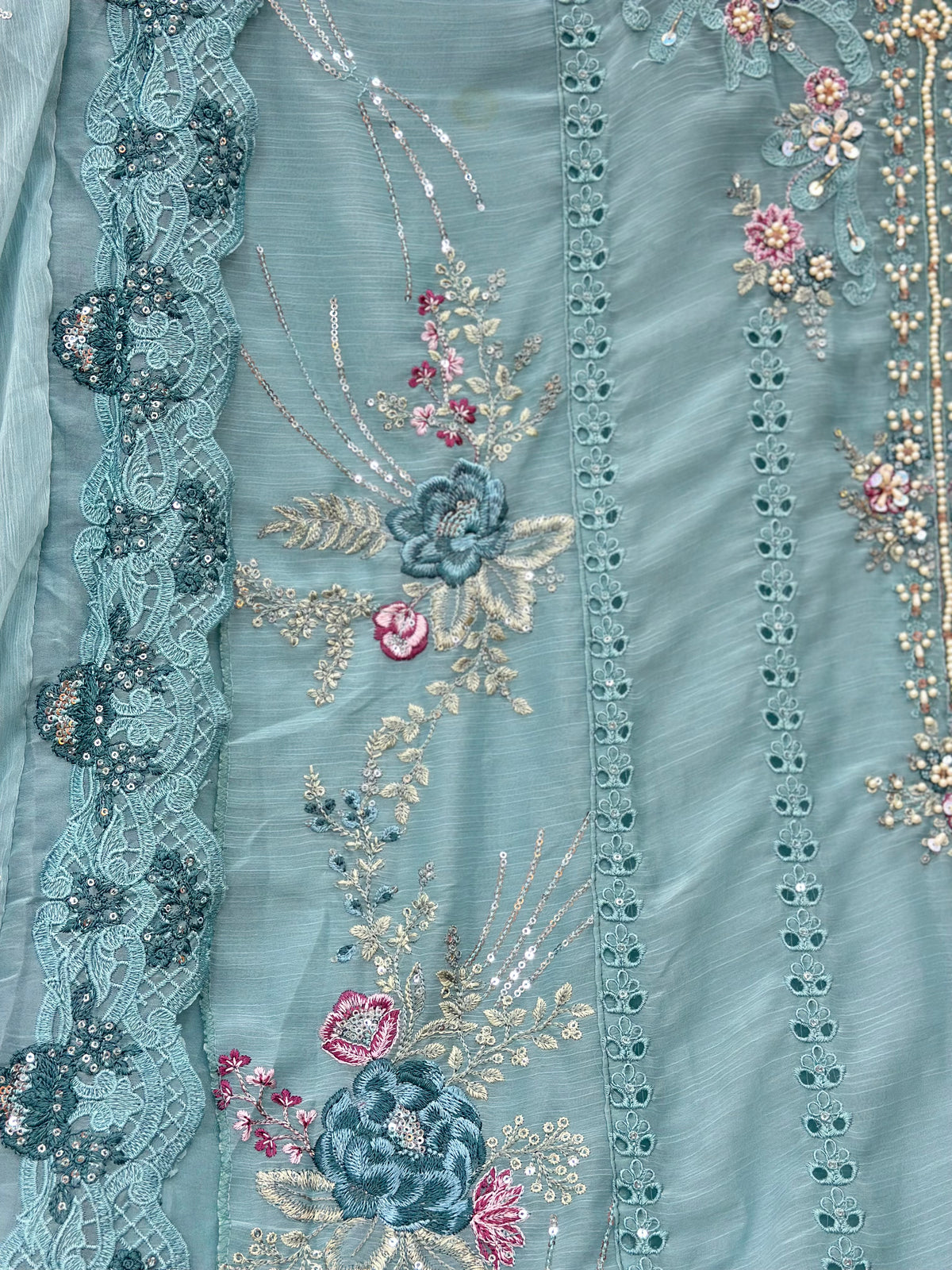 1483 Pakistani Unstitched Party Wear - Sky Blue