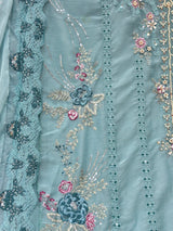 1483 Pakistani Unstitched Party Wear - Sky Blue