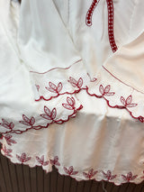 215 Ivory Rayon Kurta Palazzo Set with Contrast Embroidery