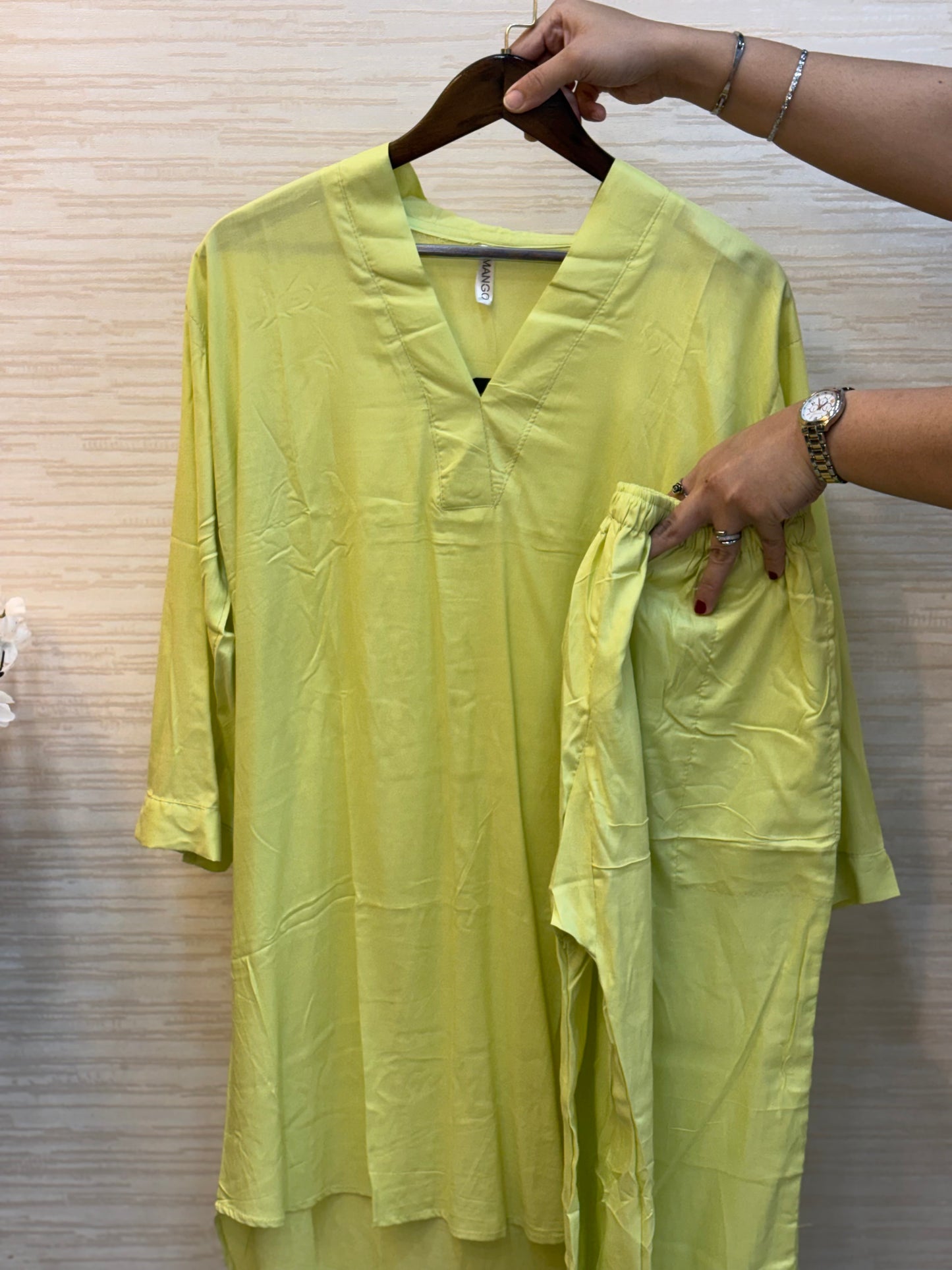 209 rayon cotton cord sets - neon