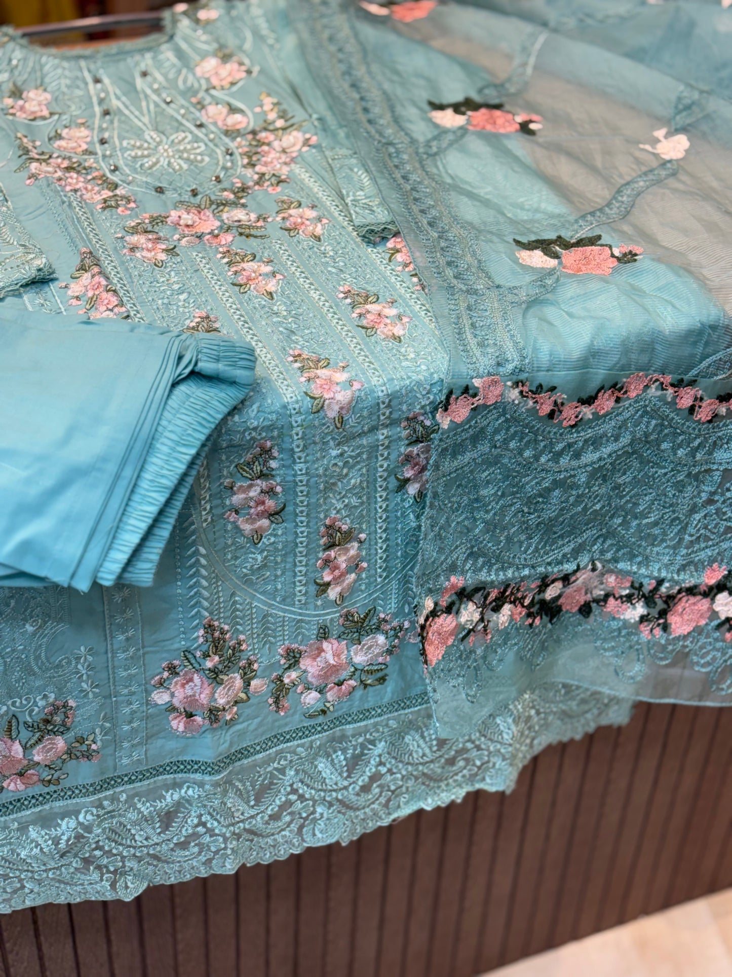 239 lawn cotton suit - turkish blue